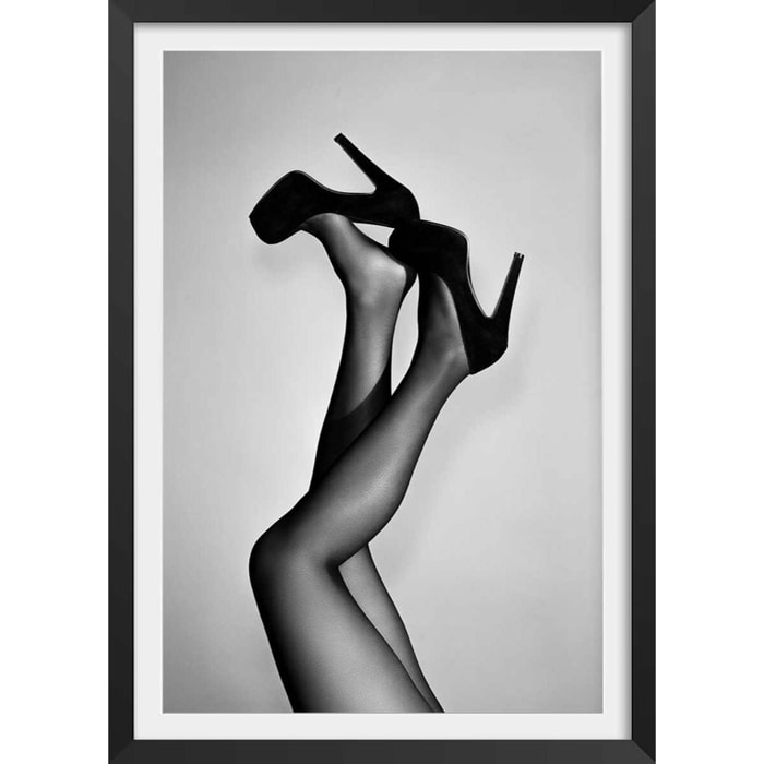 Affiche photographie talons de velours Affiche + cadre en bois - Noir