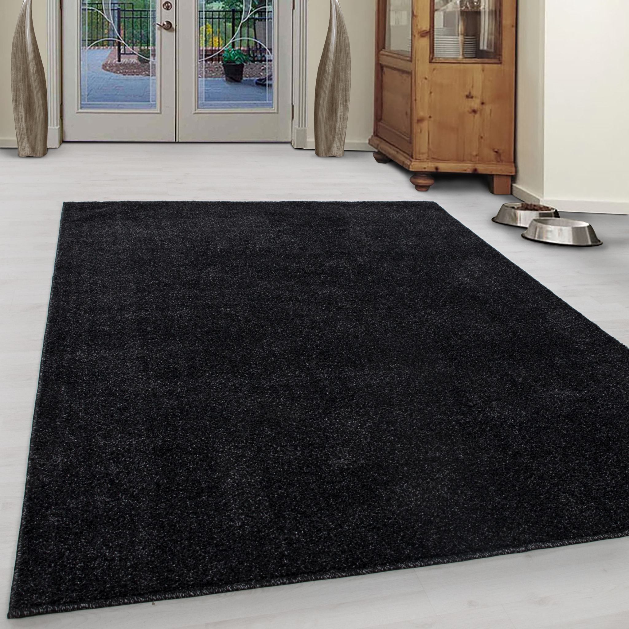 CALIFORNIE - Tapis rond uni à poils courts Anthracite