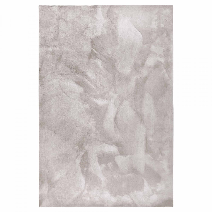Tapis salon faux uni poils ras, tissé polyester confortable, anano