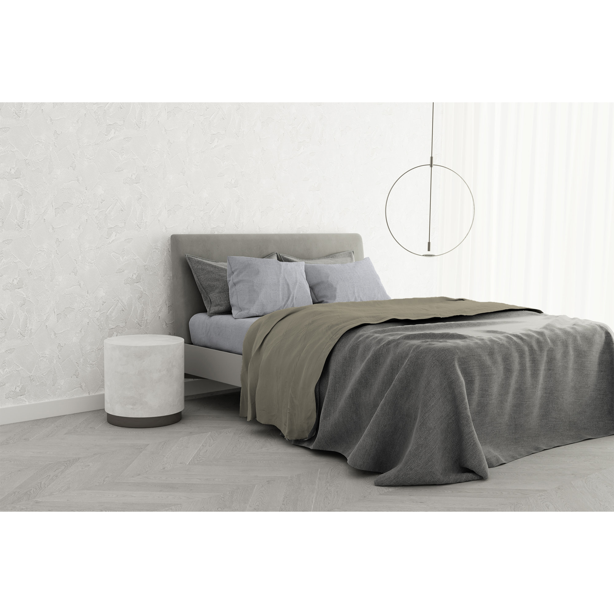 COMPLETO LETTO TRENDY CHIC MADE IN ITALY COTONE- TORTORA MATRIMONIALE