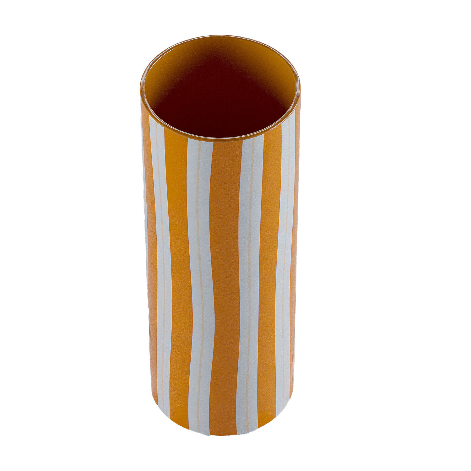 Vase cylindrique à rayures orange, grand modèle