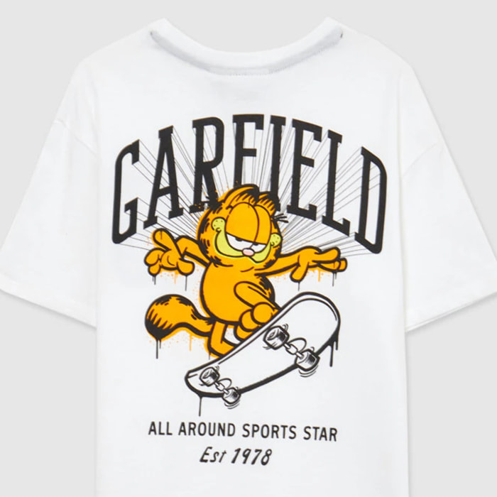 T-shirt oversize stampa Garfield fronte/retro