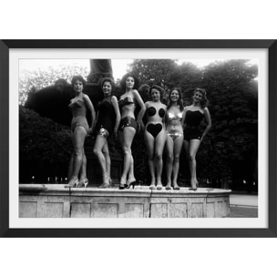 Affiche photo Modèles en maillot de bain Affiche + cadre en bois - Noir