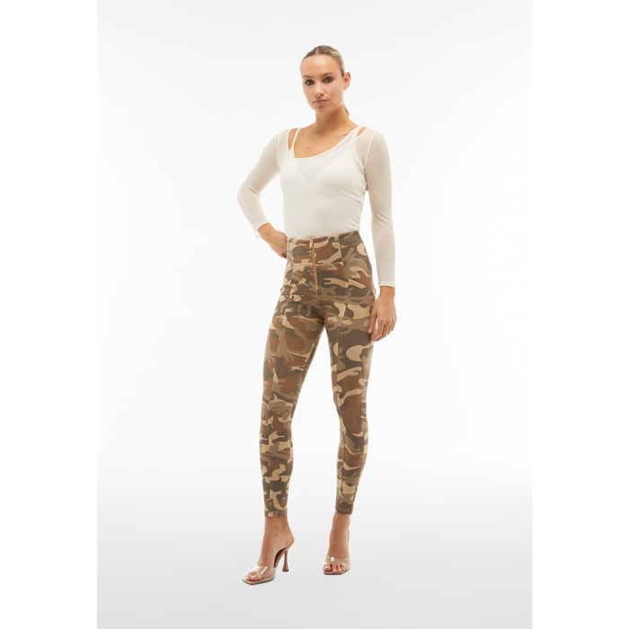 Pantaloni WR.UP® vita alta con zip in jersey camouflage