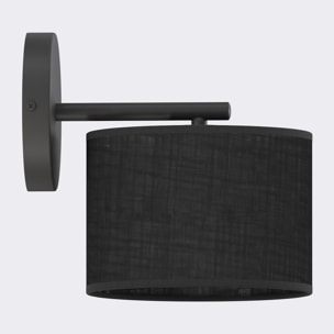 Lampada da parete ECO in acciaio nero opaco e tessuto