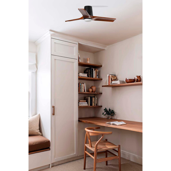 HEYWOOD TUB LED S Ventilateur de plafond noir/noyer TUYA