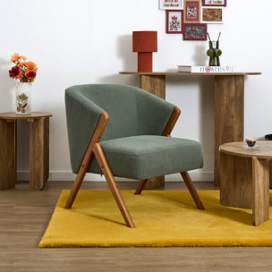 Fauteuil - HOME DECO FACTORY - Jules - Rétro Chic - Côtelé - Vert