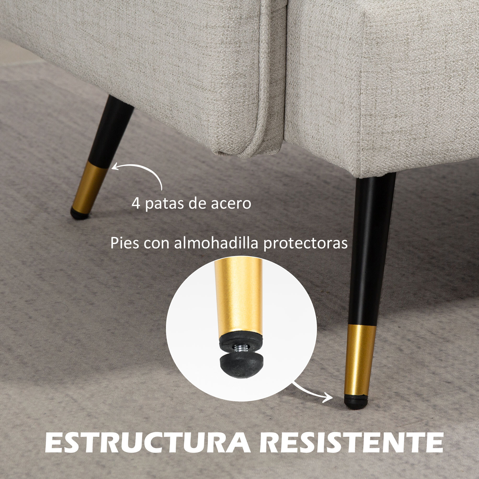 Sofá de 2 Plazas Tapizado en Lino Sofá de Salón 139 cm con Cojines Reposabrazos y Patas de Acero para Dormitorio Oficina Carga 240 kg Crema