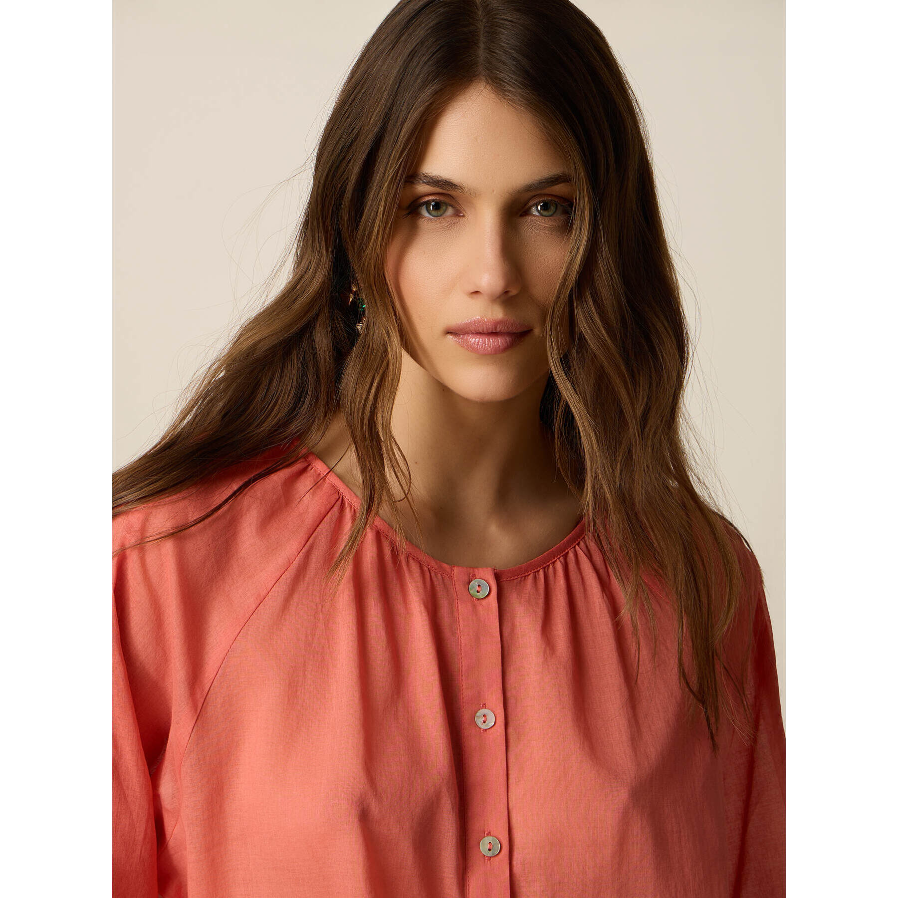 Oltre - Blusa in mussola di cotone - Arancione