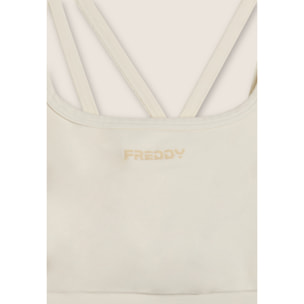 Top sportivo seamless supporto medio con inserti a costine