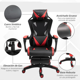 Silla Gaming para Oficina Respaldo Regulable Negro y Rojo