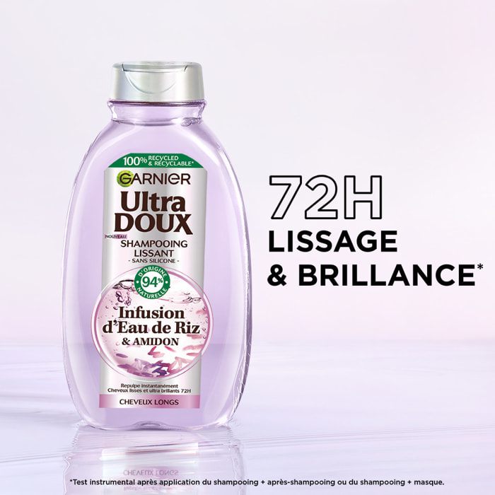 Lot de 12 - Garnier Ultra Doux Shampooing Lissant Infusion d'Eau de Riz 250ml