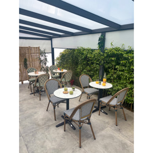 BISTRO - Table ronde de jardin en acier et plateau HPL