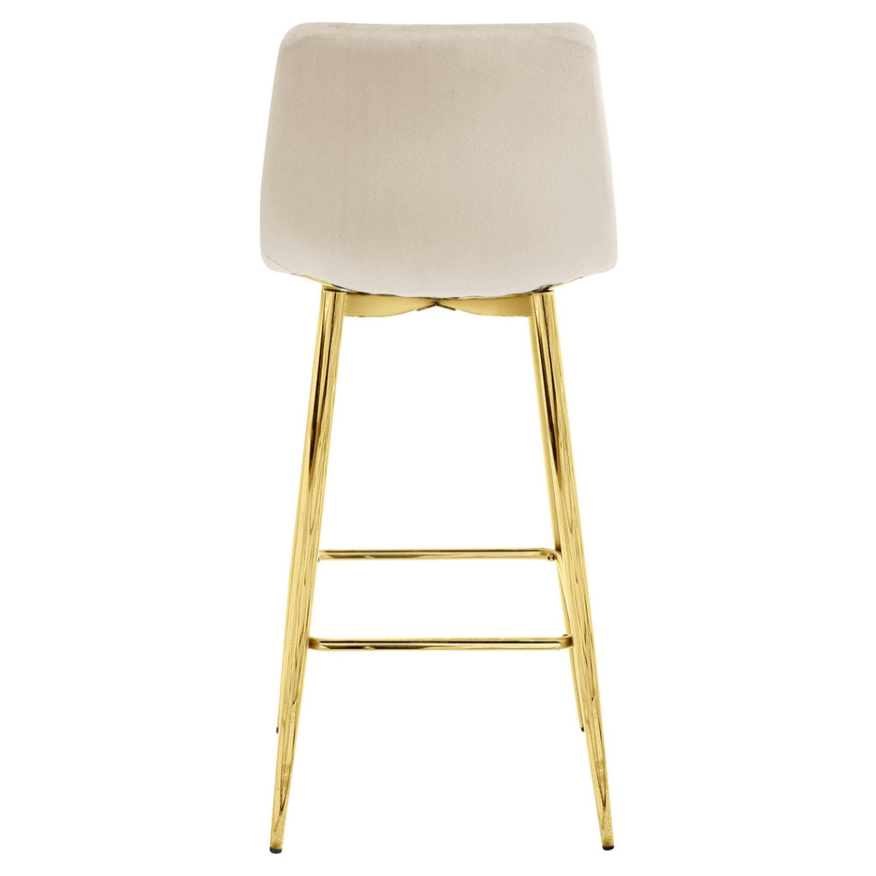 Sgabello alto Arceto in velluto beige e gambe dorate