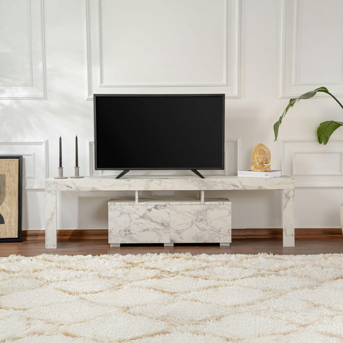 Banc TV moderne avec rangement - effet marbre MARFA