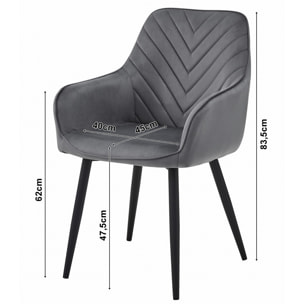 Sedia Nana in velluto nero con gambe in metallo