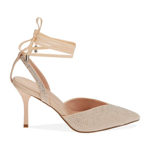 Slingback nude in lycra, tacco 8,5 cm