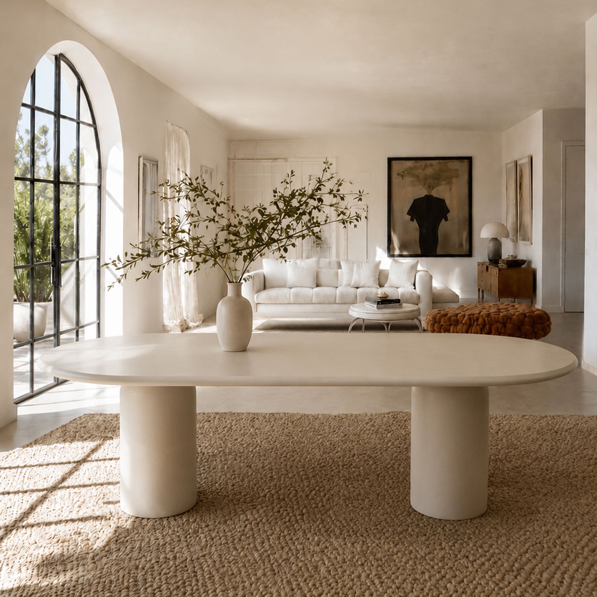 Table ovale 220cm effet béton crème  MINERA