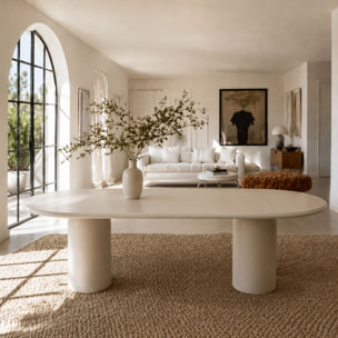 Table ovale 220cm effet béton crème  MINERA