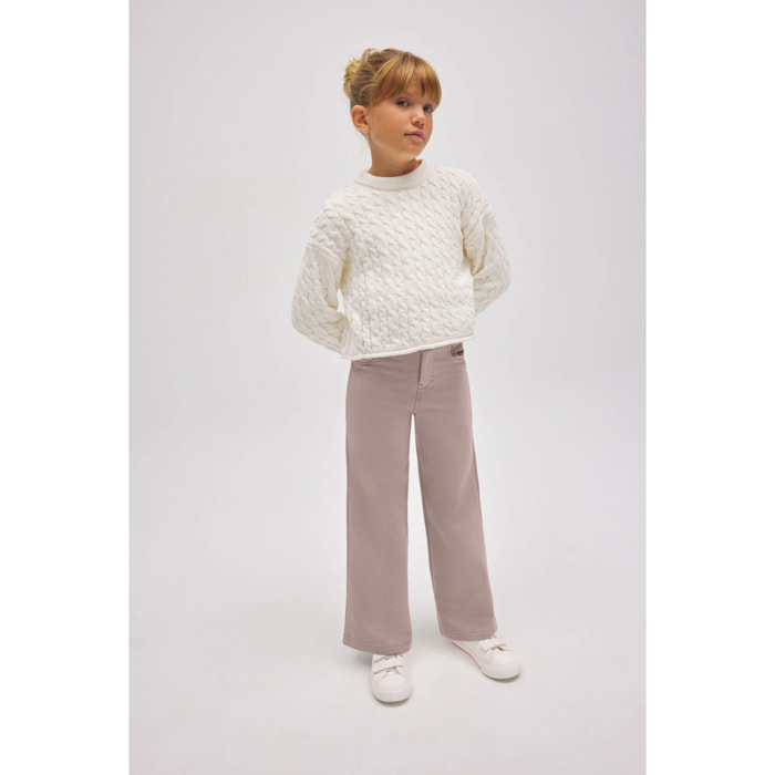 Pantaloni larghi da bambina con tasche in grigio