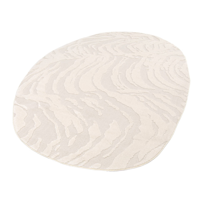 Tapis intérieur forme de galet motif avec relief beige Julianne 160x230cm
