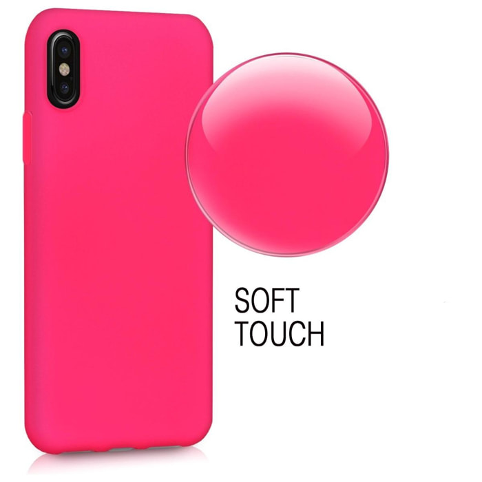 Coque iPhone X/XS silicone liquide Rose Fluo