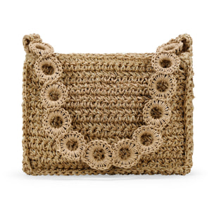 Bolso de hombro marrón claro en rafia