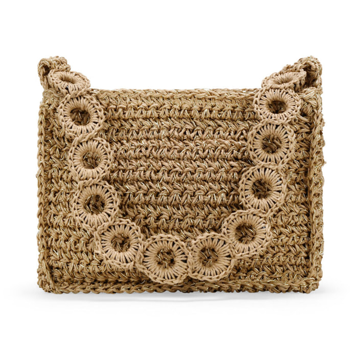 Bolso de hombro marrón claro en rafia