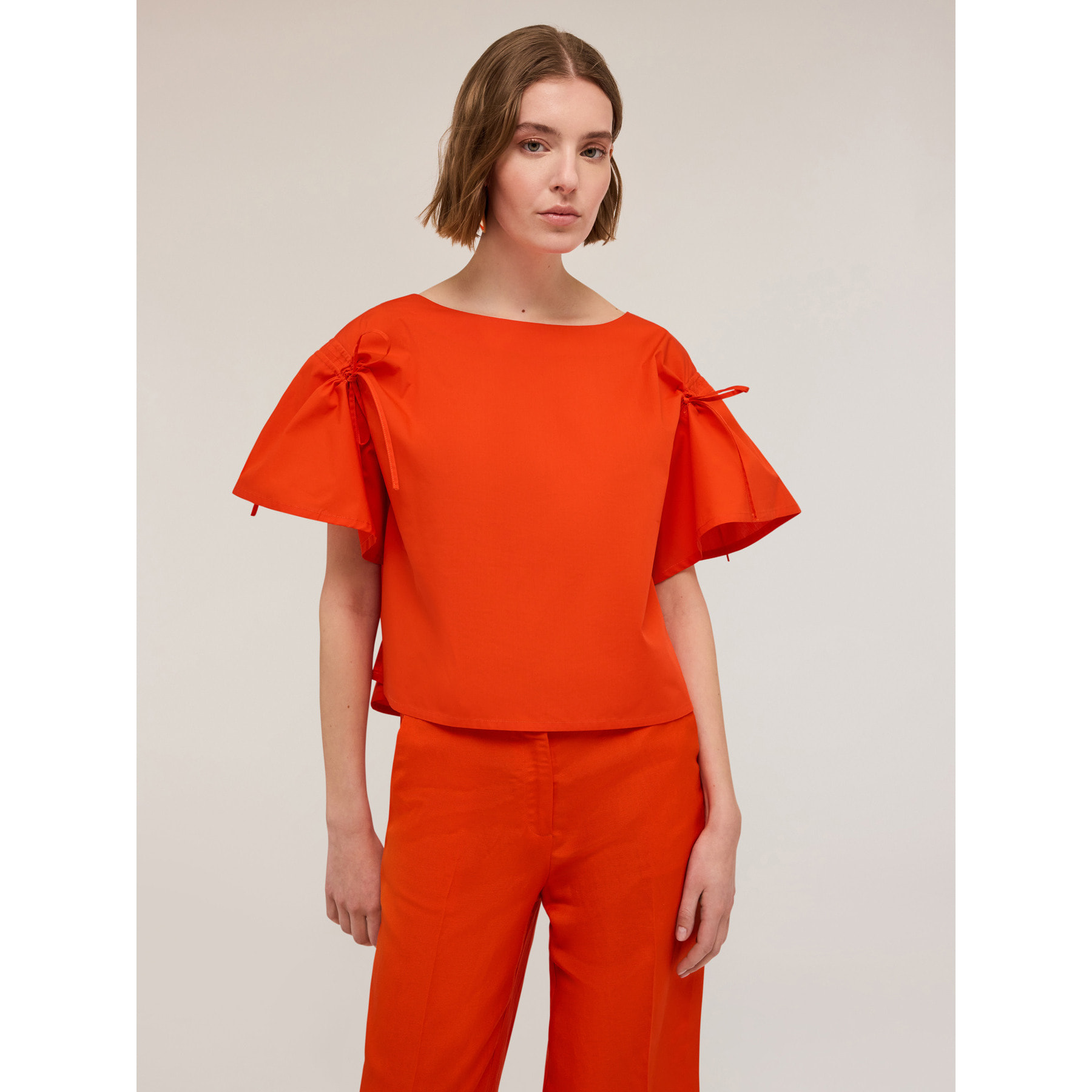 Motivi - Blusa con jareta en las mangas - Rojo