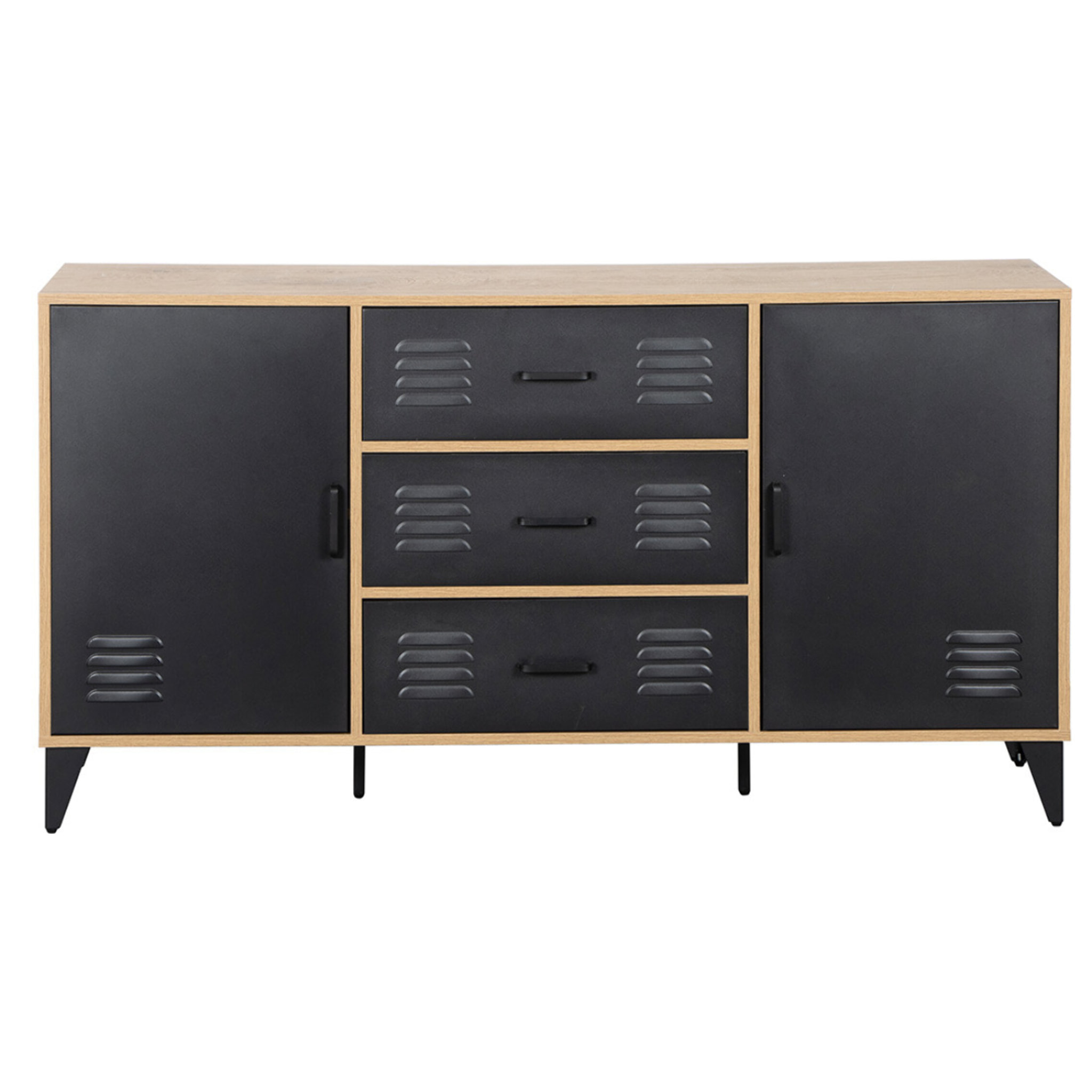 Tribeca - buffet bas - effet bois et métal noir - 140 cm - Bois / Noir