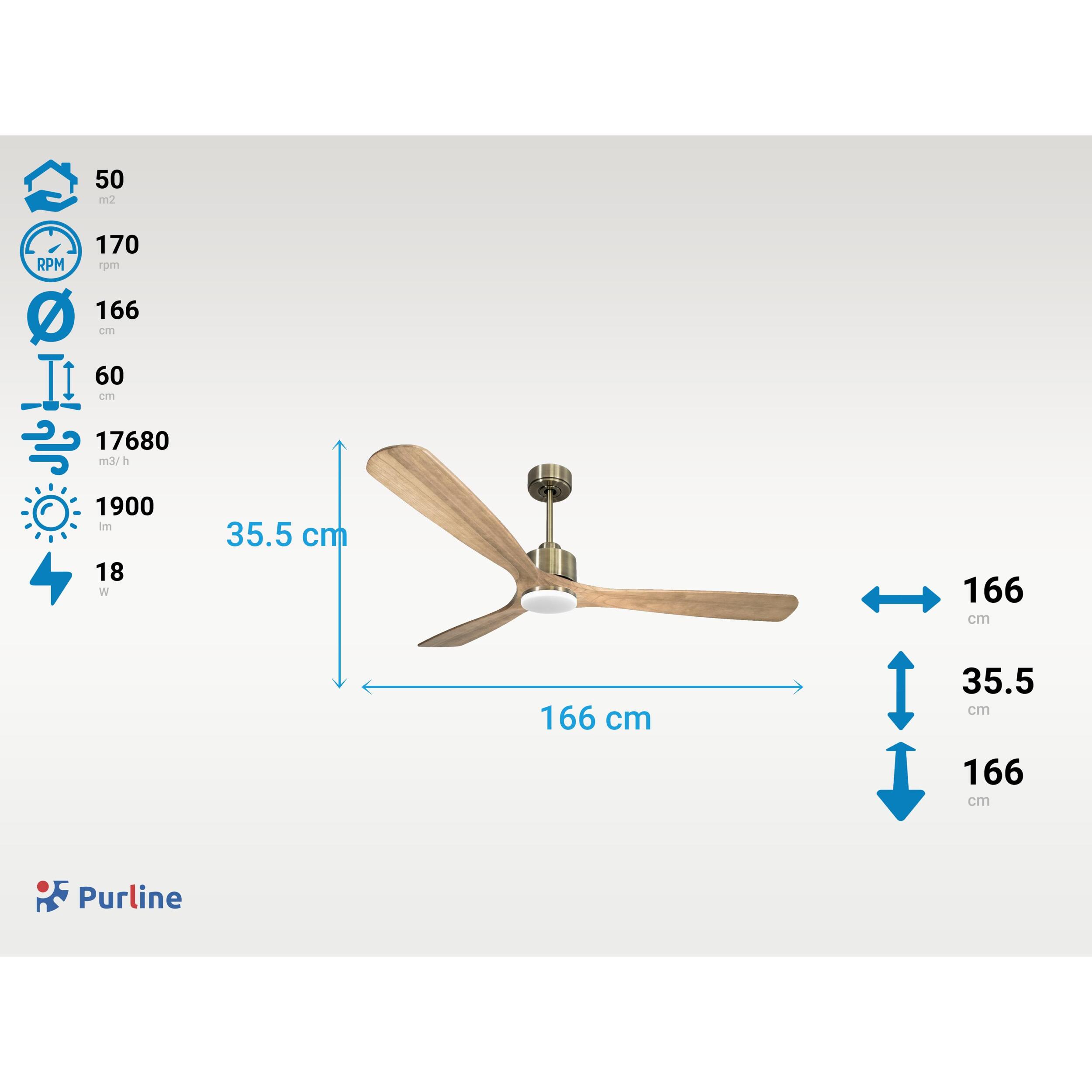 Ventilateur de plafond Réversible  Thermostat Dimmable Wifi Moteur à courant continu Toits en pente Télécommande Lumière à trois tons Hypersilence Mémoire