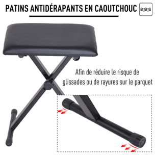 HOMCOM Tabouret banquette réglable pliable pour piano et clavier acier revêtement synthétique noir