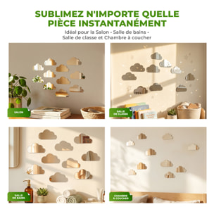 Pack de 10 nuages en papier adhésifs 3D métal argentés