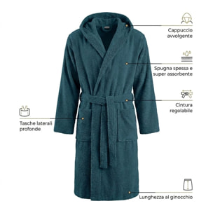 INTRECCI HOME Accappatoio Uomo e Donna, in Puro Cotone Jacquard 500 g, , Morbidezza Extra, Avvolgente, con Cappuccio e Tasche, Elegante e Confortevole,