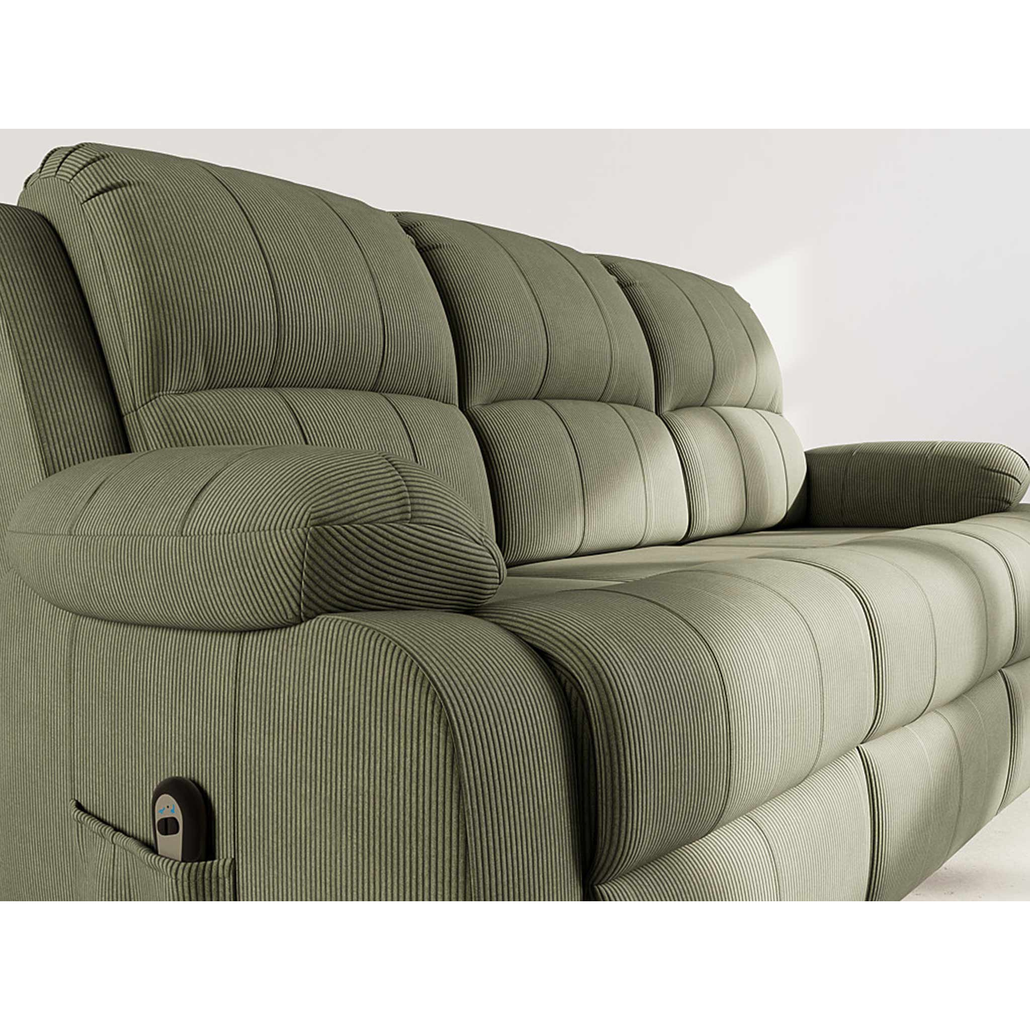 Armand - Canapé 3 places relax électrique en velours côtelé - Vert