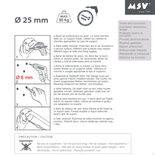 Barre de redressement ou d'appui Acier 60cm Blanc MSV