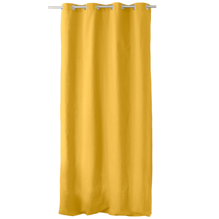 Rideau coloré en pur coton 8 œillets - Jaune