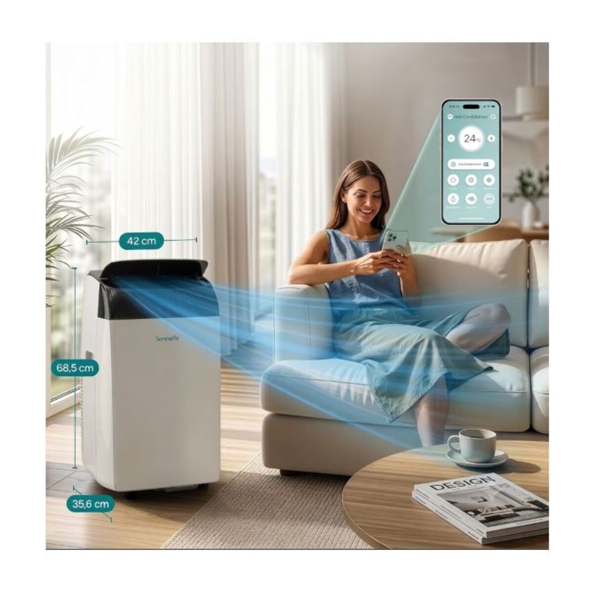 Climatiseur Mobile Wifi Classe A Blanc 12000BTU Serenelife SLPACW120EU
