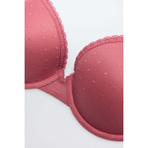 Reggiseno imbottito con ferretto in plumetis rosa, coppe B e C
