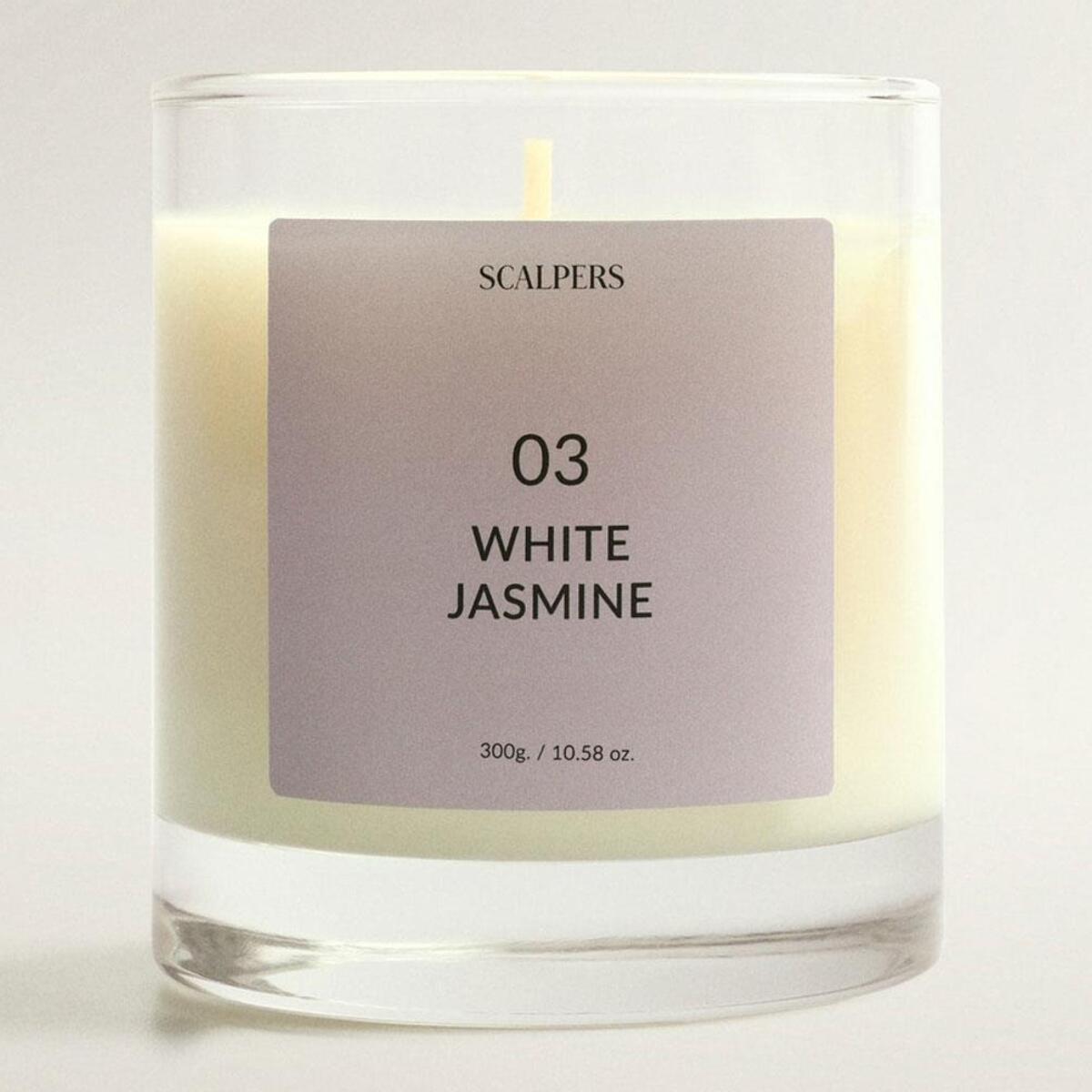 Vela aromática 300gr aroma jazmín blanco scalpers