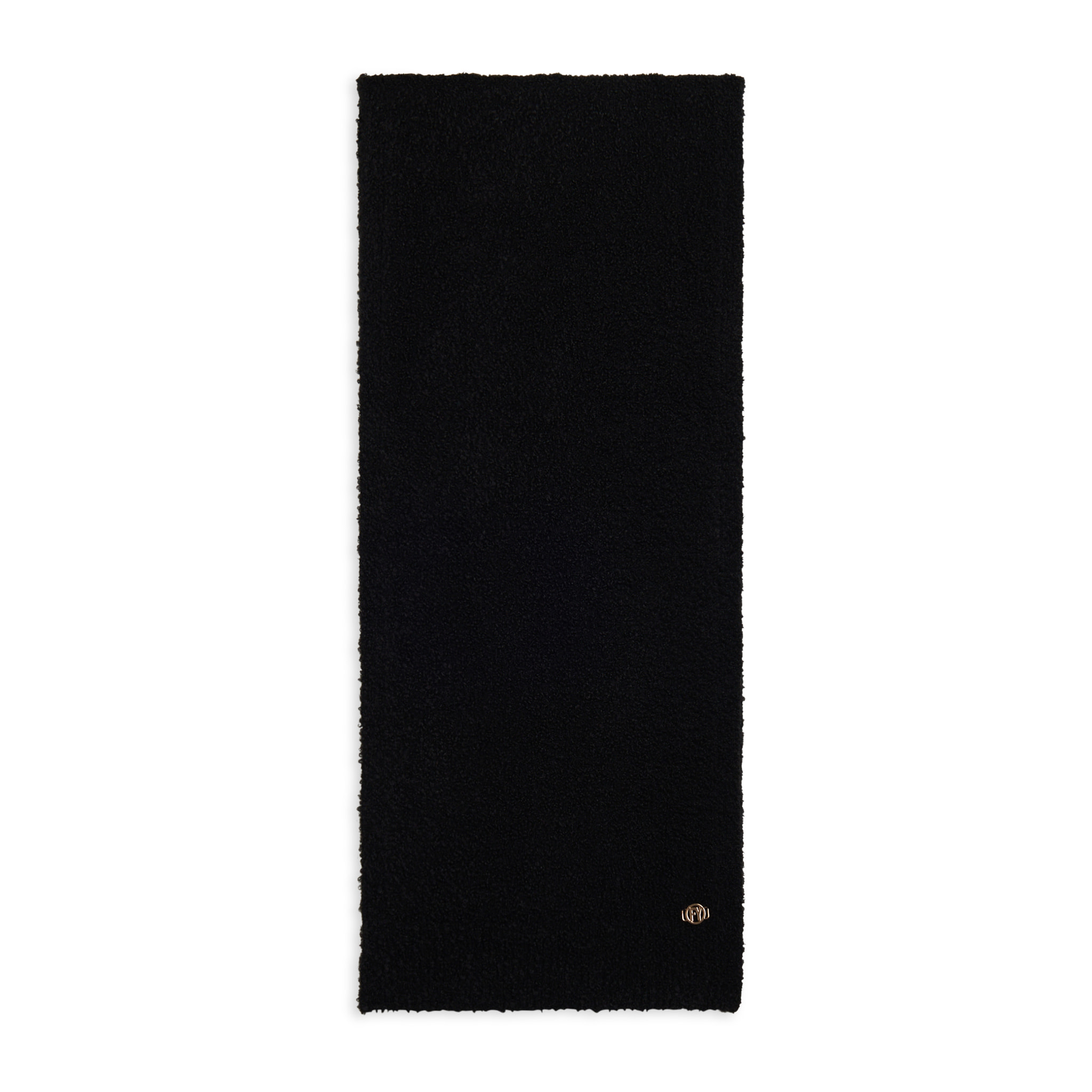 Sciarpa bouclé effetto lana con logo FY dorato