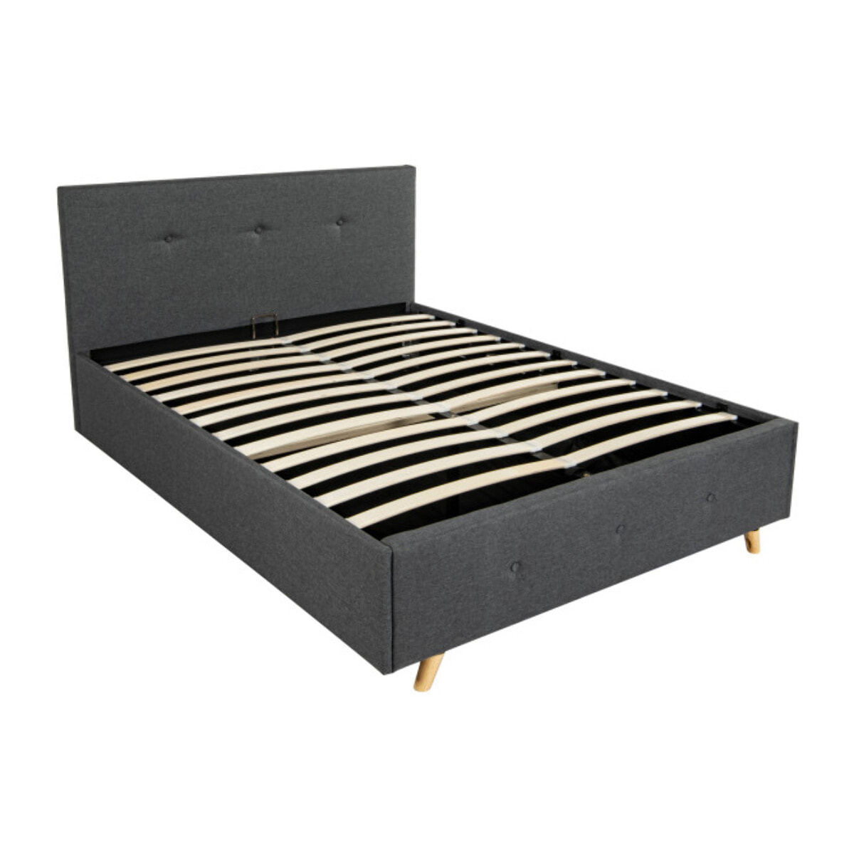 Lit coffre double scandinave lulea - Gris anthracite