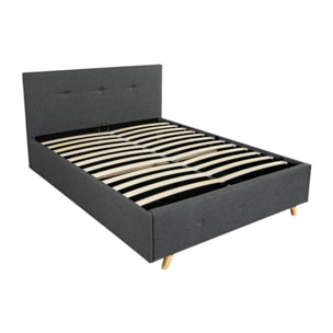 Lit coffre double scandinave lulea - Gris anthracite
