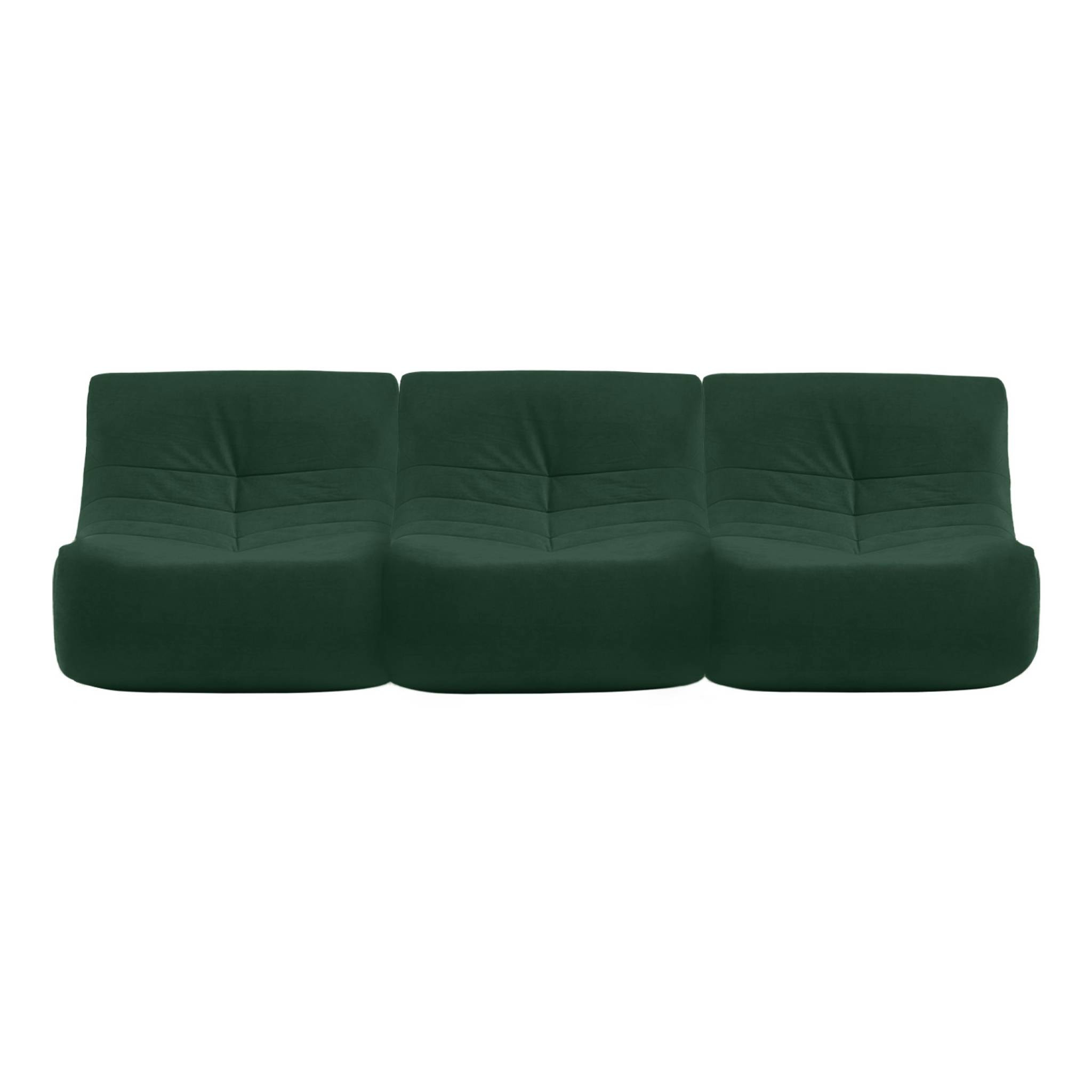 Fauteuil chauffeuse en velours style contemporain 3 places vert