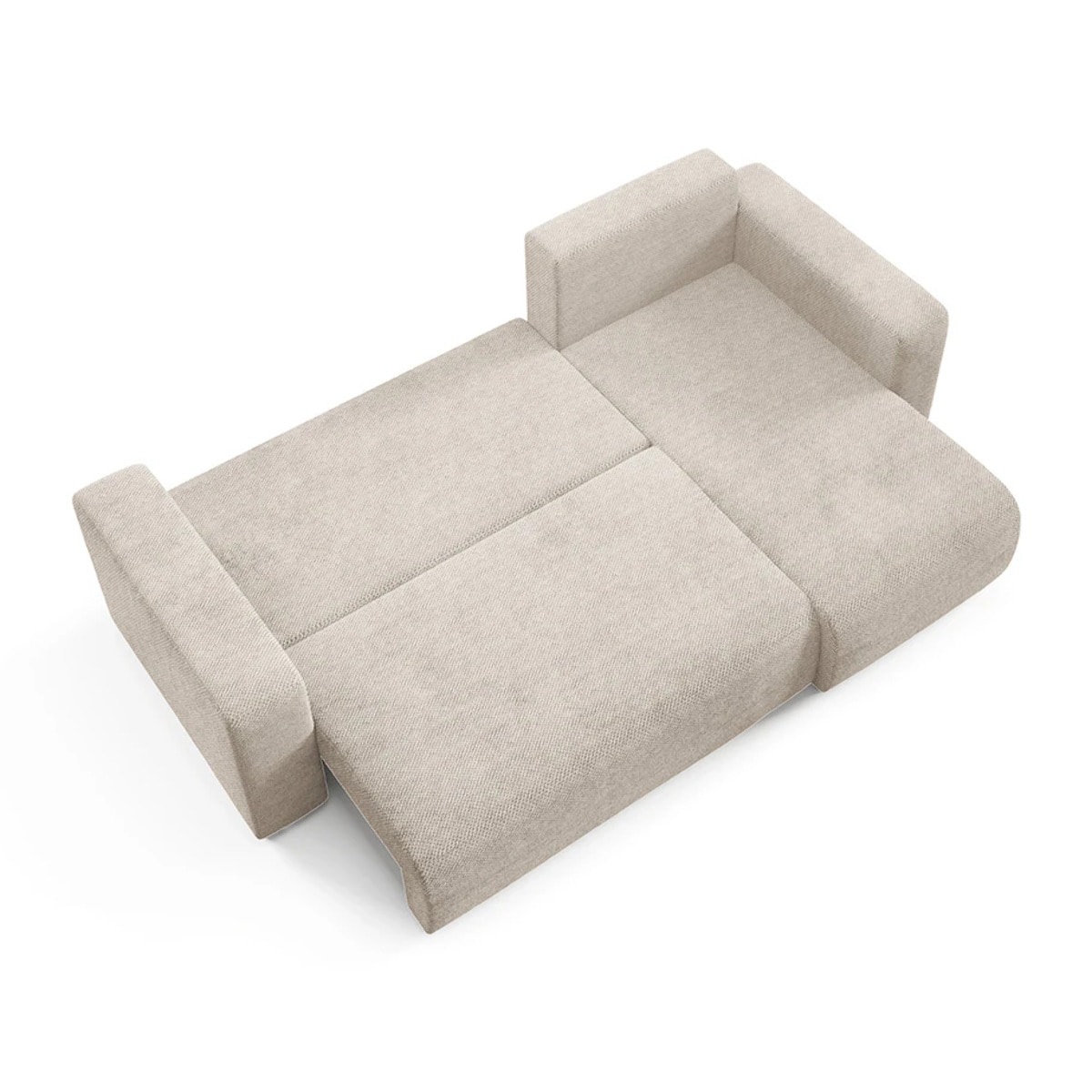 GLORIA - Canapé d'angle droit convertible 4 places en tissu beige