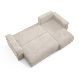 GLORIA - Canapé d'angle droit convertible 4 places en tissu beige