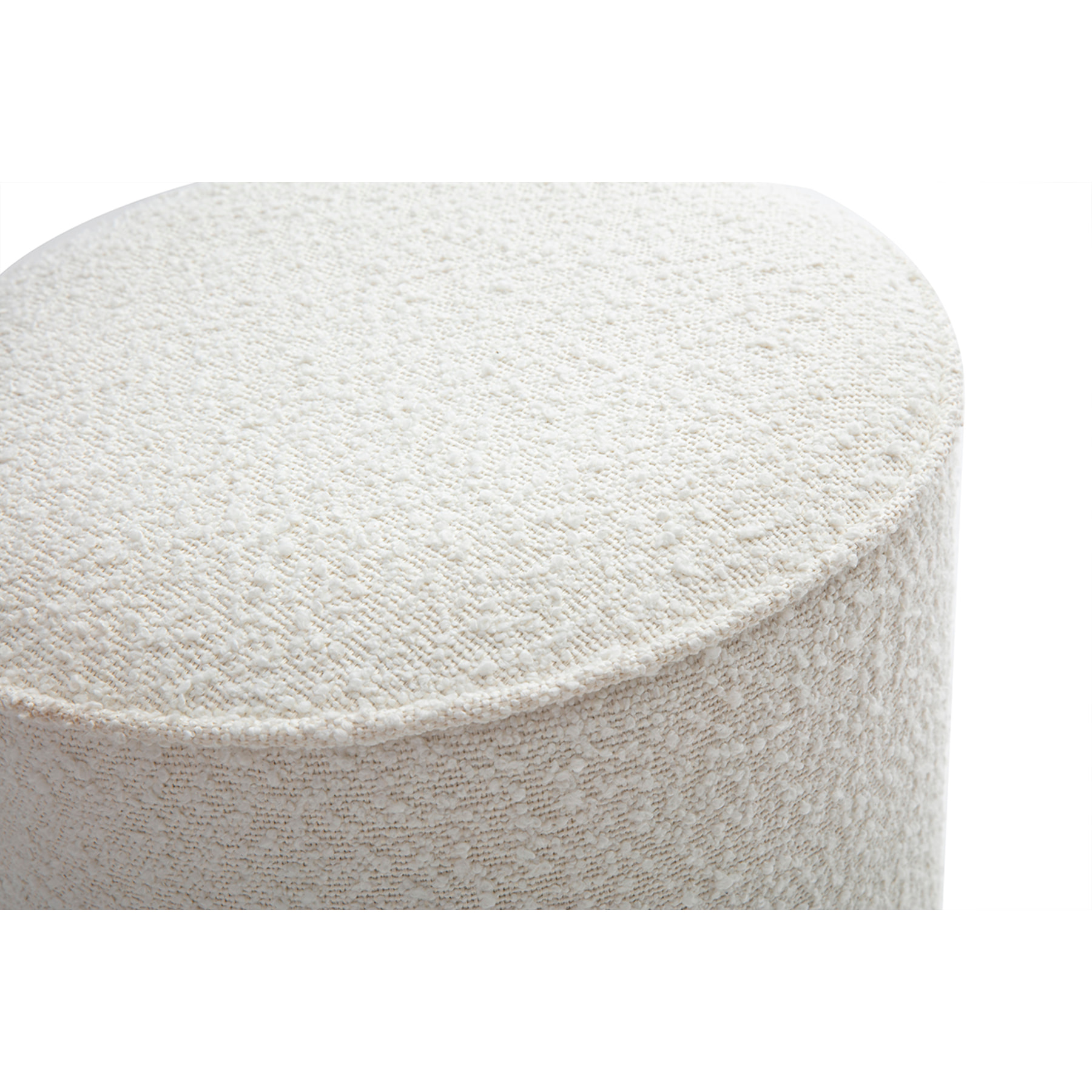 Pouf rond en tissu effet laine bouclée blanc D40 cm PAUL