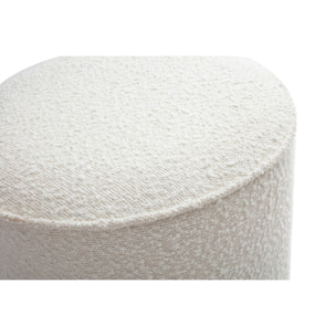 Pouf rond en tissu effet laine bouclée blanc D40 cm PAUL