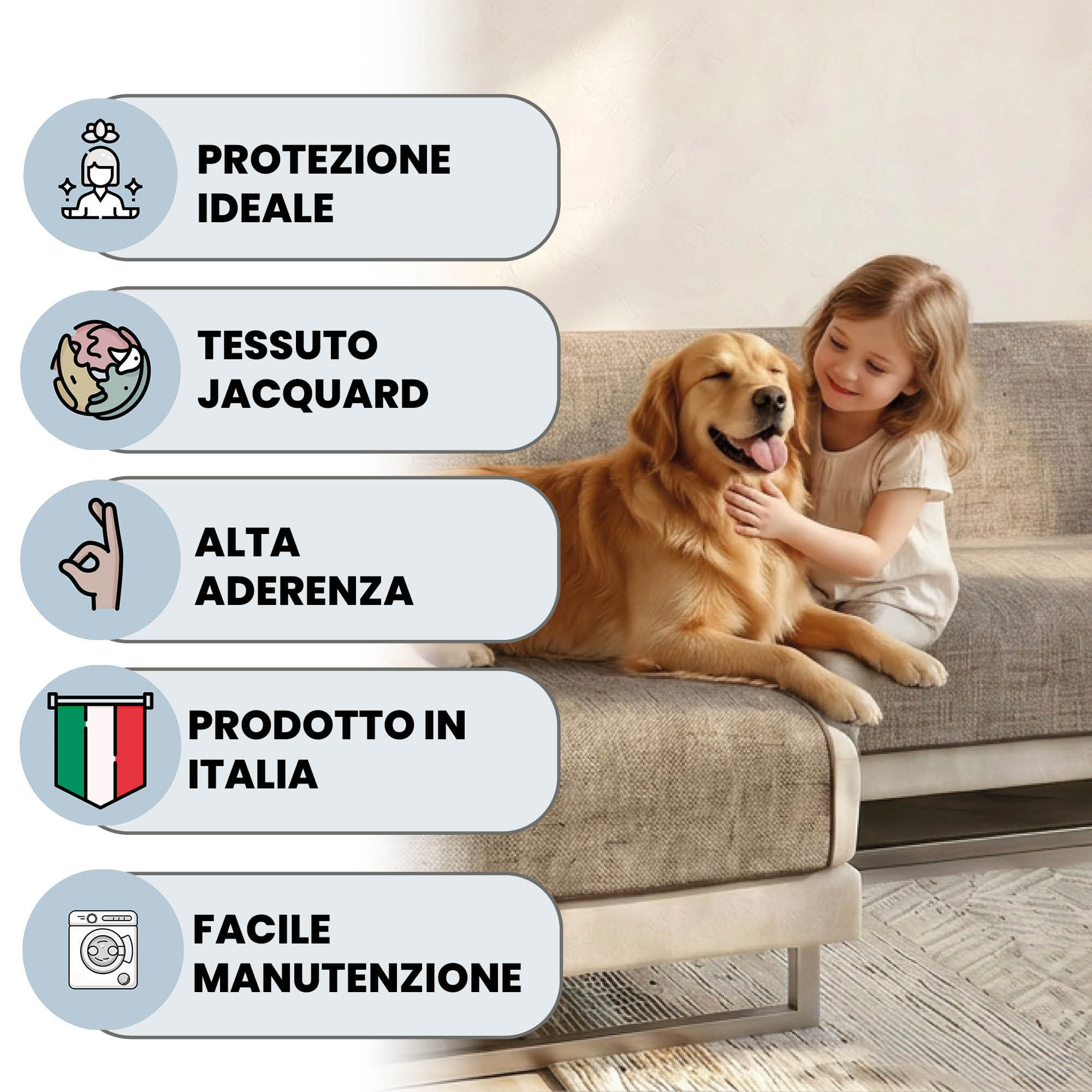 COPRIDIVANO ANTISCIVOLO PENISOLA SX COMFORT MADE IN ITALY – MARRONE