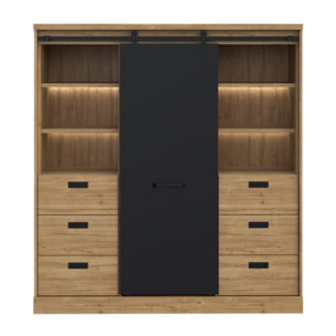 Buffet haut en bois effet chêne & noir - FACTORY